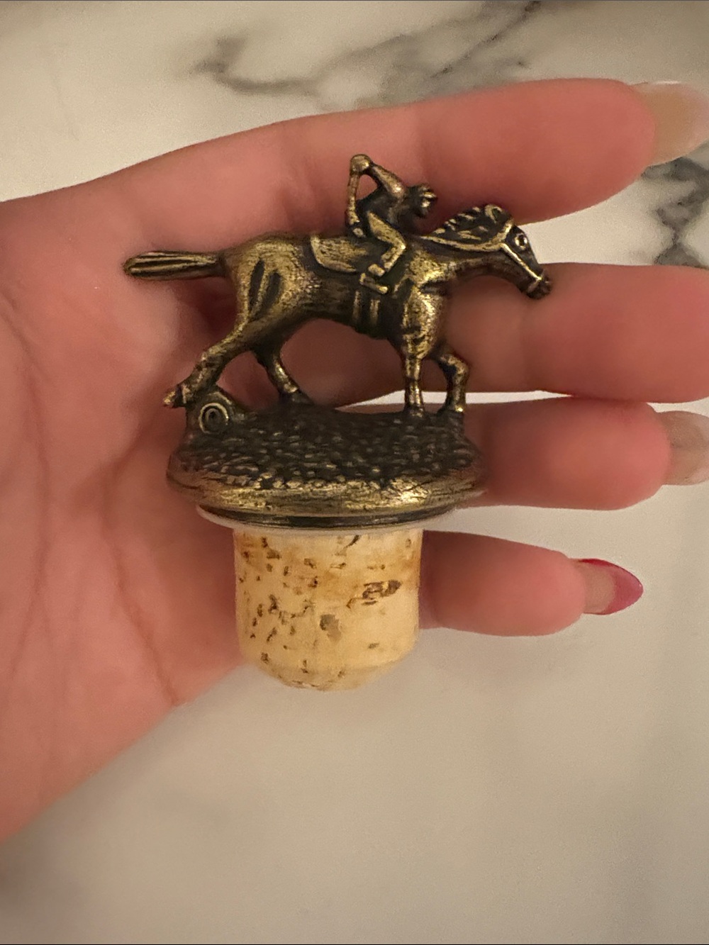 Blanton’s Vintage Horse & Jockey Bottle Stopper - Brass Finish. Letter O